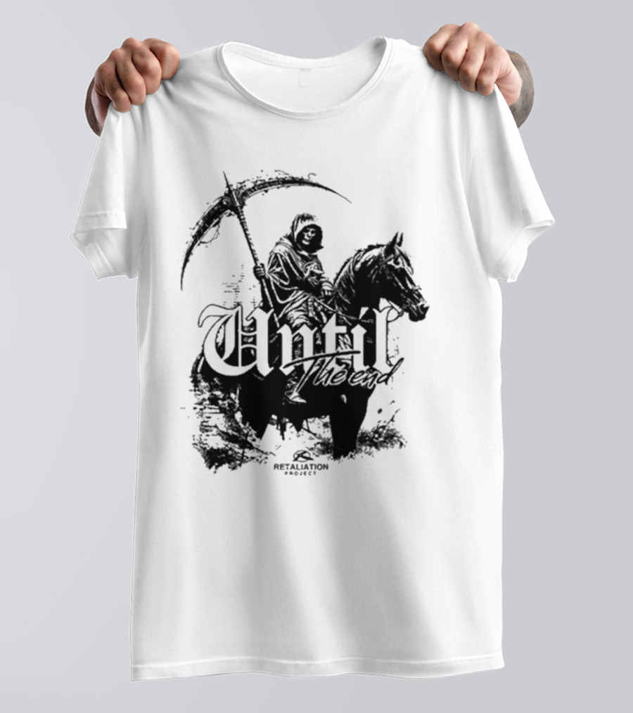 Retaliation Project Until The End Eternal Distressed Skull Design T-Shirt