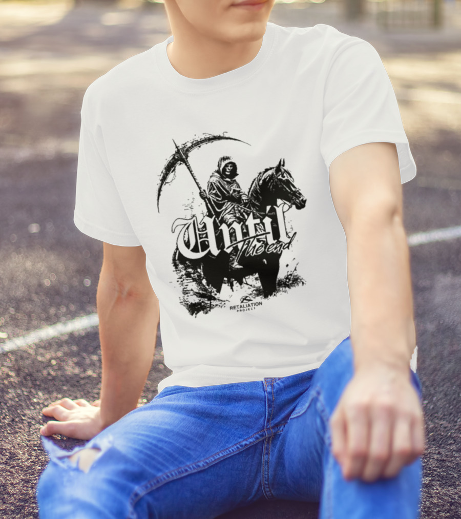 Retaliation Project Until The End Eternal Distressed Skull Design T-Shirt