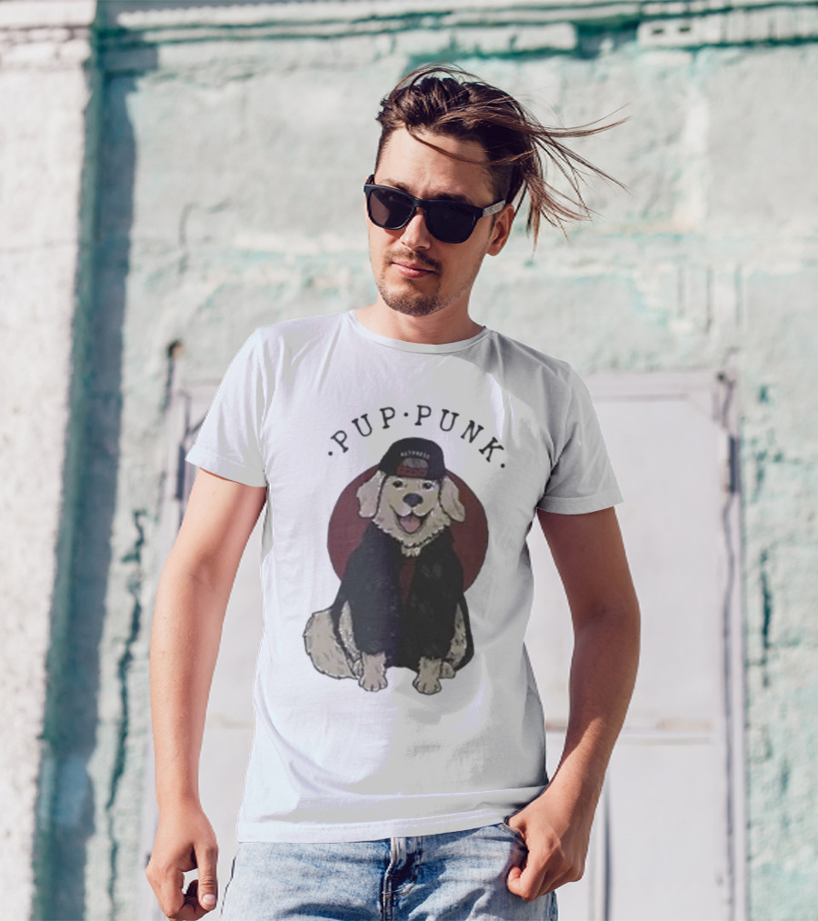 Pup Punk Funny Dog Hat Trick Adorable Canine Style T-Shirt