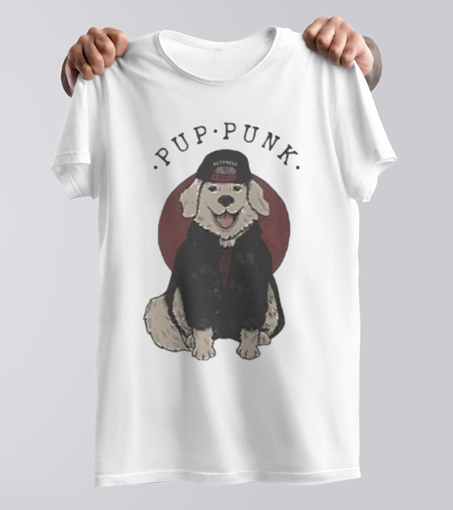 Pup Punk Funny Dog Hat Trick Adorable Canine Style T-Shirt