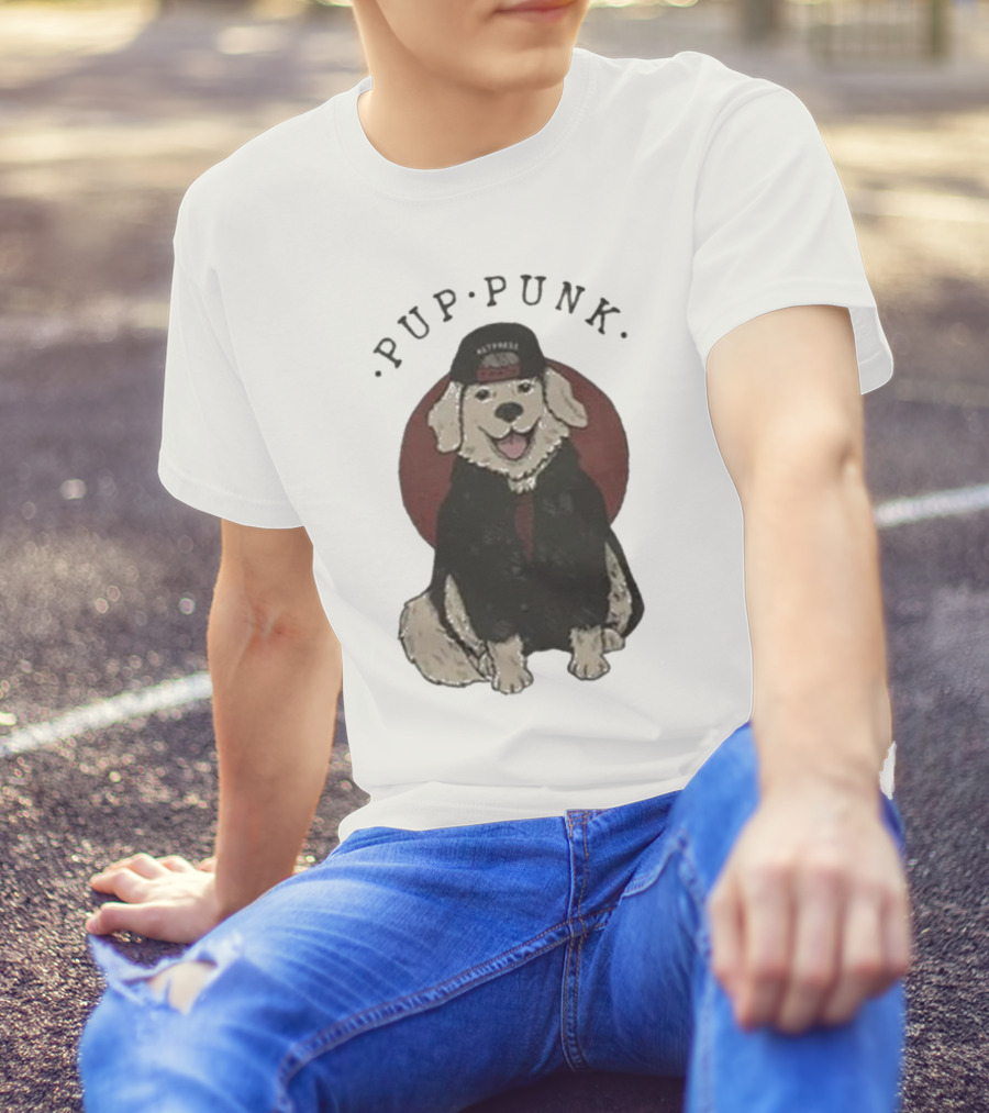 Pup Punk Funny Dog Hat Trick Adorable Canine Style T-Shirt