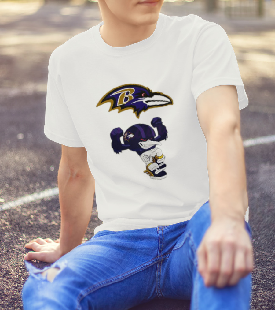 Baltimore Ravens Rush Zone NFL Cartoon Character Ravens Logo 2025 T-Shirt