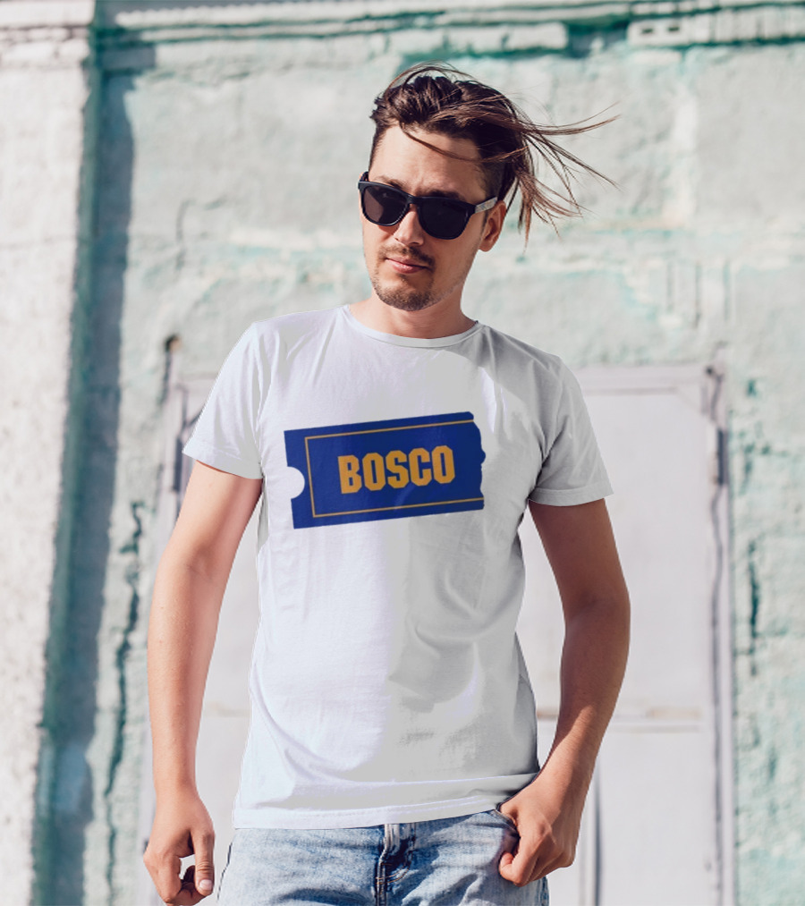 Ryder Roll Bosco Vintage Blue With Yellow Bold Ticket Style T-Shirt