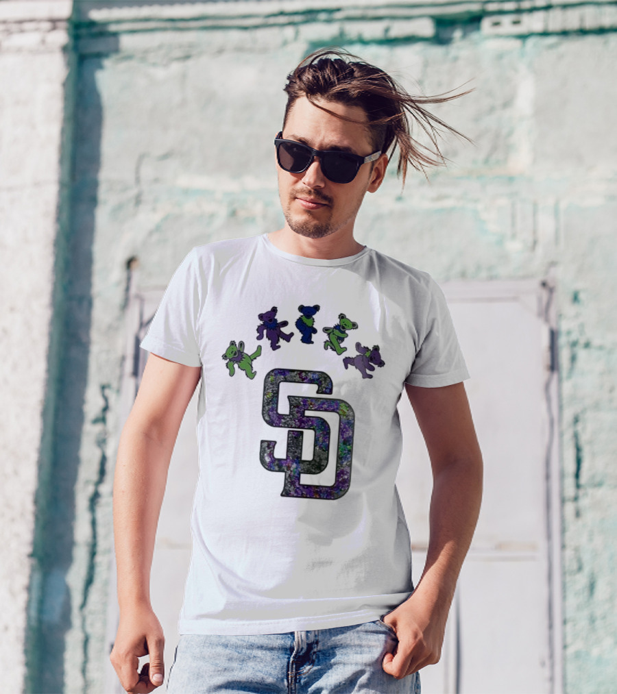 San Diego Padres Grateful Dead Night 2025 Dancing Bears Baseball Event T-Shirt