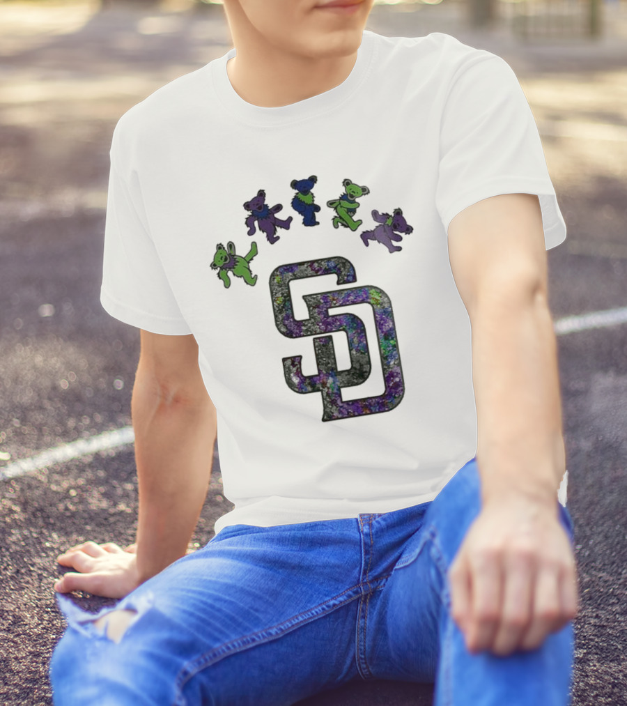 San Diego Padres Grateful Dead Night 2025 Dancing Bears Baseball Event T-Shirt