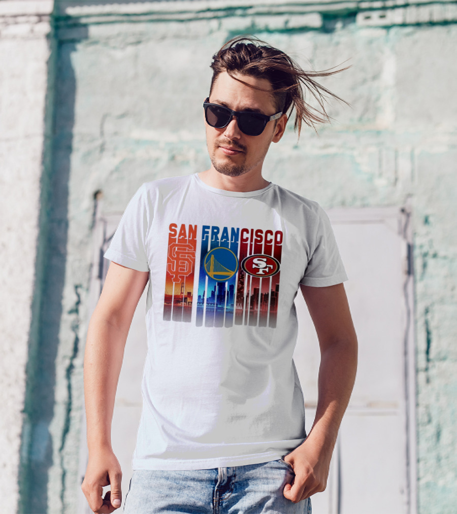 San Francisco Giants Warriors 49ers Cityscape Skyline T-Shirt