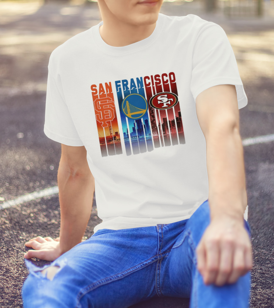 San Francisco Giants Warriors 49ers Cityscape Skyline T-Shirt