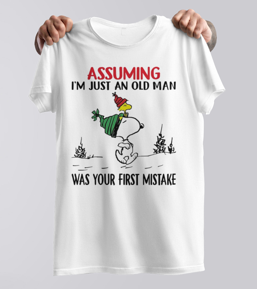 Assuming I'm Just An Old Man Snoopy And Woodstock Christmas Theme T-Shirt