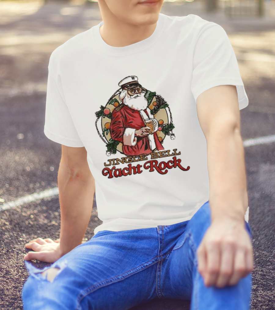 Jingle Bell Yacht Rock Christmas Captain Santa T-Shirt