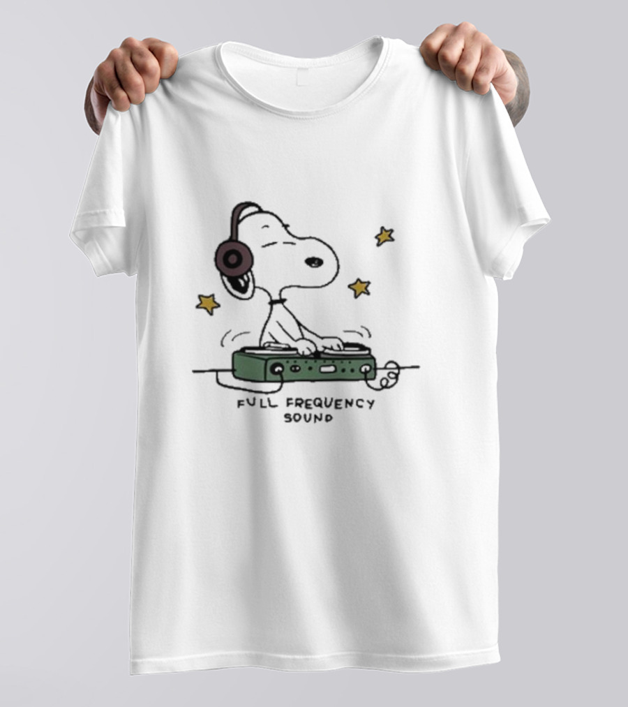 Snoopy Full Frequency Sound With Stars And Audio Equipment T-Shirt