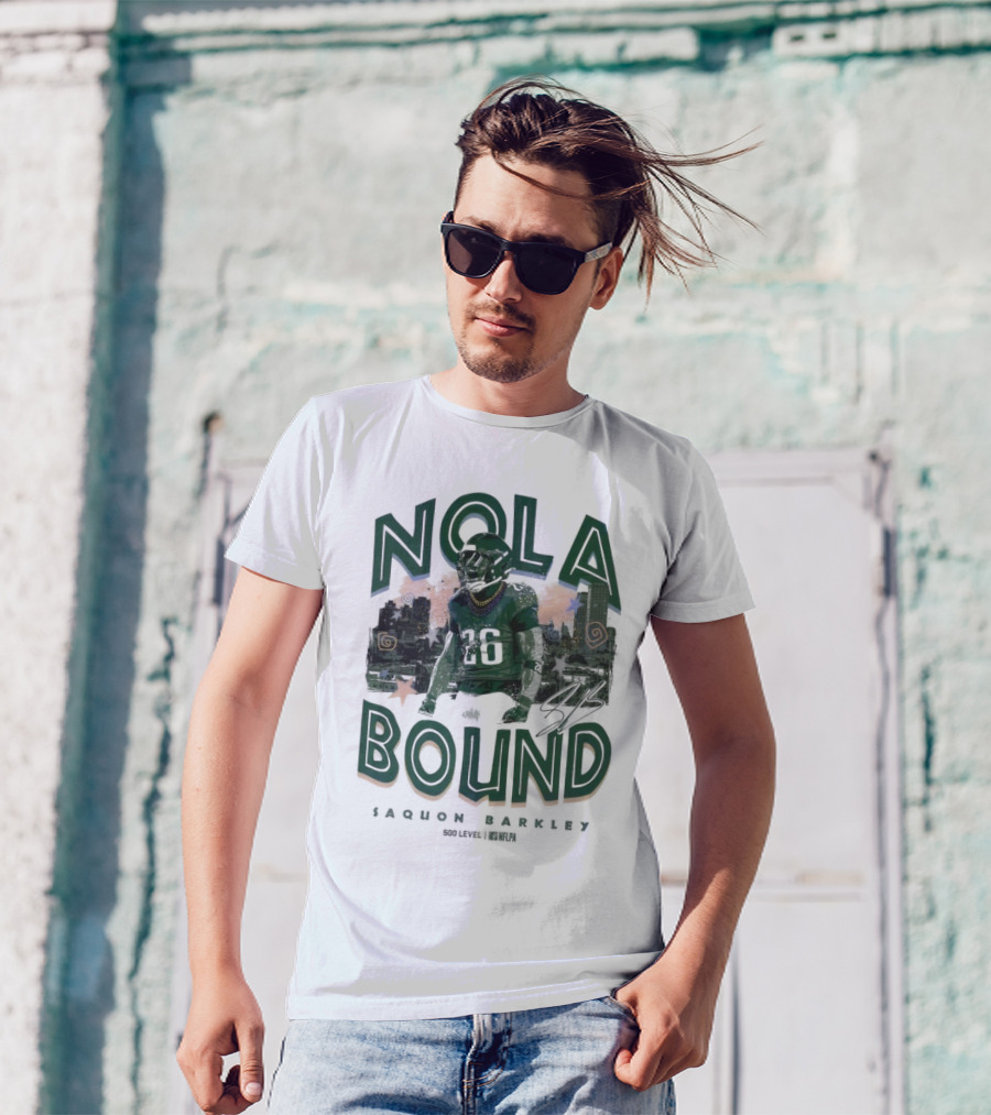 NOLA Bound Saquon Barkley Philadelphia Eagles NFLPA Signature T-Shirt