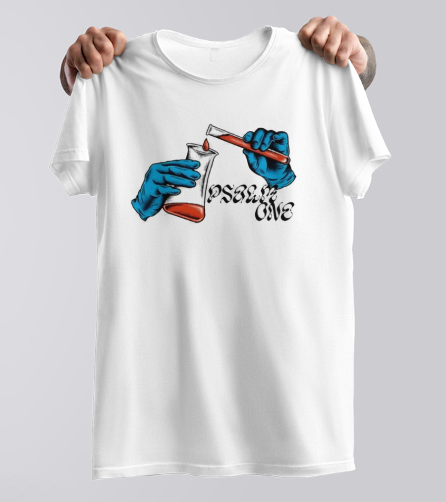 Science Of Psalm Blue Hands With Red Test Tube And Droplet T-Shirt