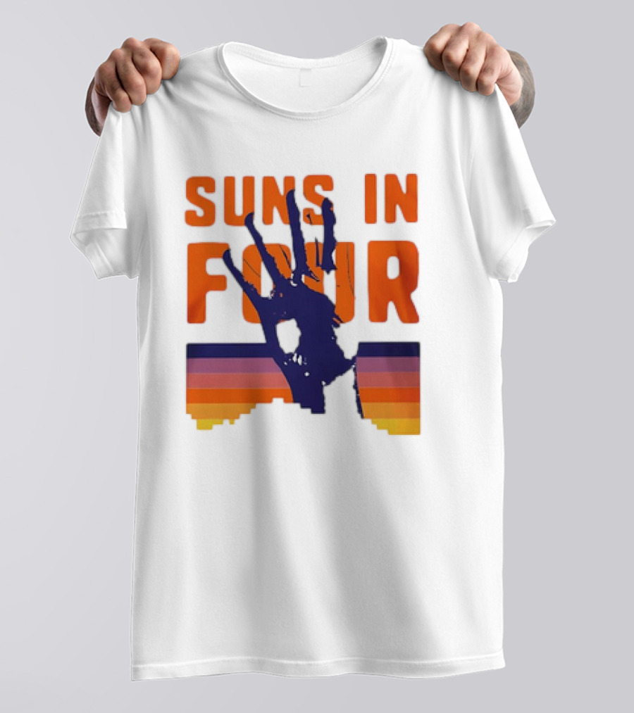 Suns In Four Handprint Orange And Purple Stripes T-Shirt