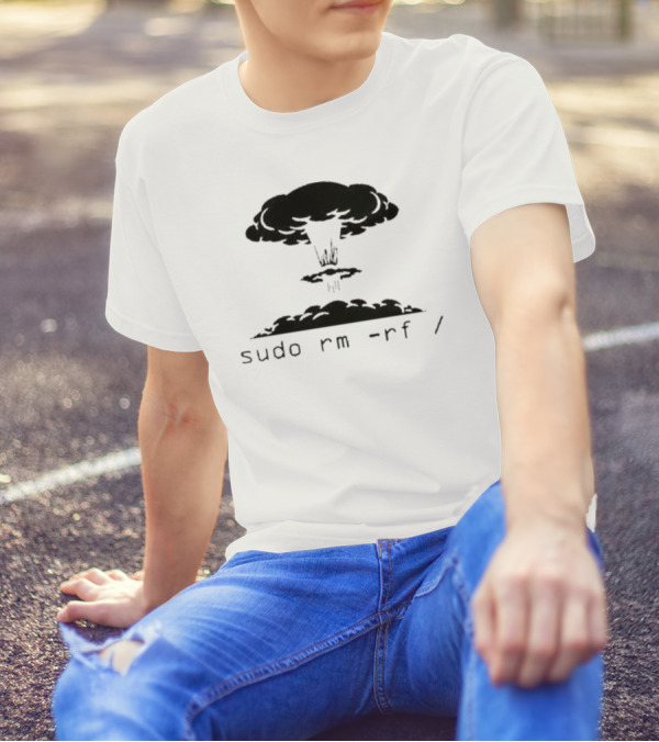 Sysxplore Sudo Rm Rf Kaboom Nuclear Explosion T-Shirt