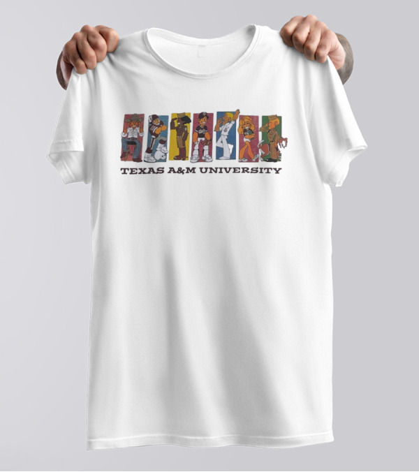 Texas A&M University Diverse Characters Vintage Comic Style T-Shirt