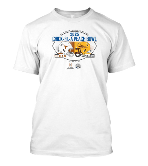 2025 Chick-Fil-A Peach Bowl Texas Longhorns Vs Arizona State Sun Devils Dueling Helmets T-Shirt