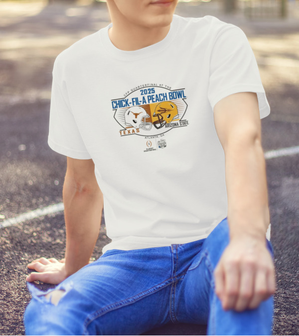 2025 Chick-Fil-A Peach Bowl Texas Longhorns Vs Arizona State Sun Devils Dueling Helmets T-Shirt
