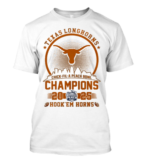 Texas Longhorns Peach Bowl Champions 2025 Hook Em Horns T-Shirt