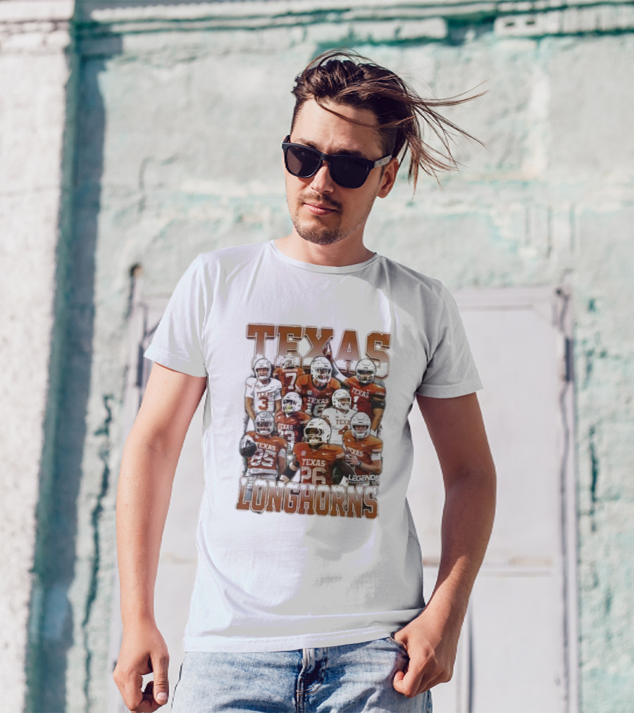 Texas Longhorns Football Legends Heavy Weight Team Players T-Shirt