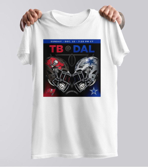 Sunday Dec 22 7:20 PM CT TB @ DAL Week 16 2024 Helmet Face-Off T-Shirt