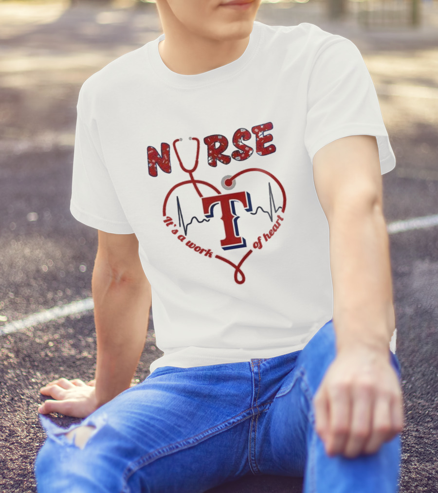 Texas Rangers Nurse Heartbeat Stethoscope 2025 Appreciation T-Shirt