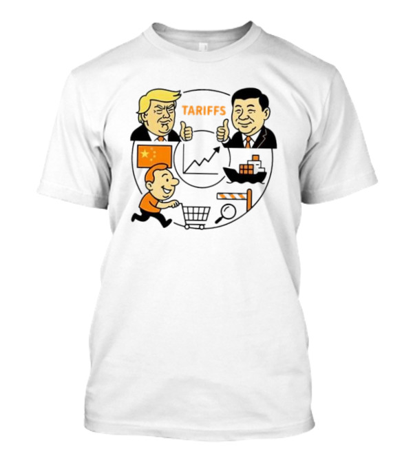 Tariffs USA China Market Crash Trump Xi Jinping Cartoon Face-Off T-Shirt