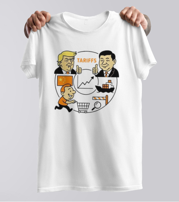 Tariffs USA China Market Crash Trump Xi Jinping Cartoon Face-Off T-Shirt