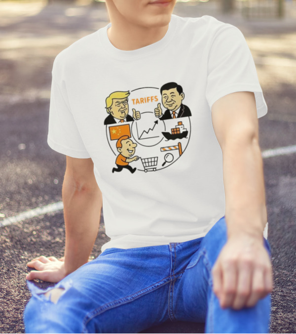 Tariffs USA China Market Crash Trump Xi Jinping Cartoon Face-Off T-Shirt