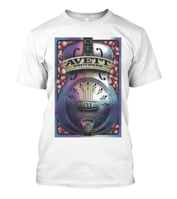 The Avett Brothers December 31 2024 Bojangles Coliseum Charlotte NC Guitar Blossoms T-Shirt