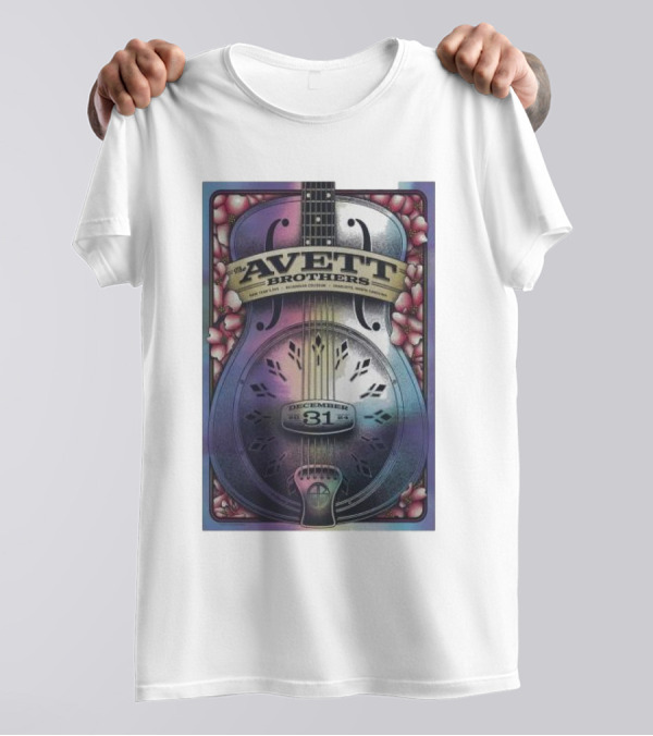 The Avett Brothers December 31 2024 Bojangles Coliseum Charlotte NC Guitar Blossoms T-Shirt