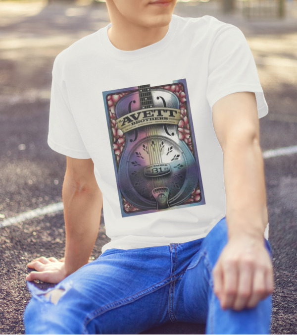 The Avett Brothers December 31 2024 Bojangles Coliseum Charlotte NC Guitar Blossoms T-Shirt