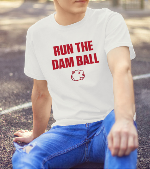 Run The Dam Ball Beaver Minot State T-Shirt