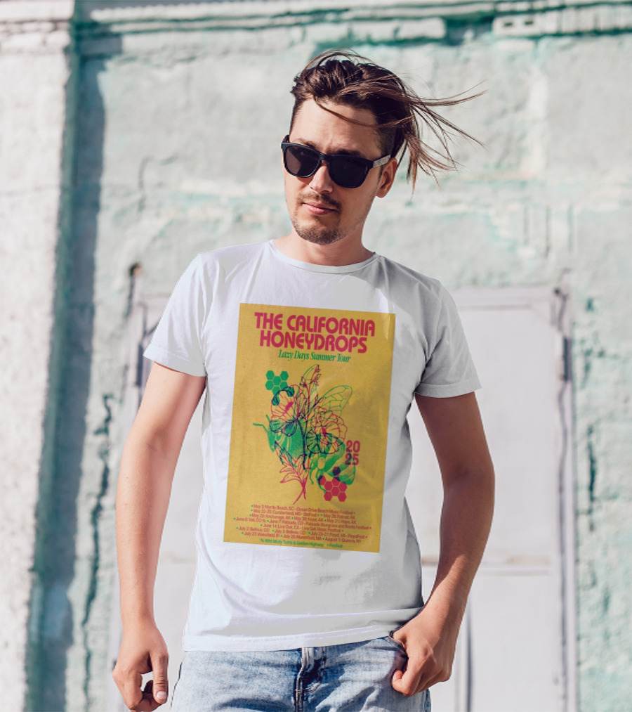The California Honeydrops 2025 Lazy Days Summer Tour Dates And Locations Colorful Bee Art T-Shirt