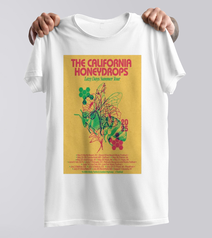 The California Honeydrops 2025 Lazy Days Summer Tour Dates And Locations Colorful Bee Art T-Shirt