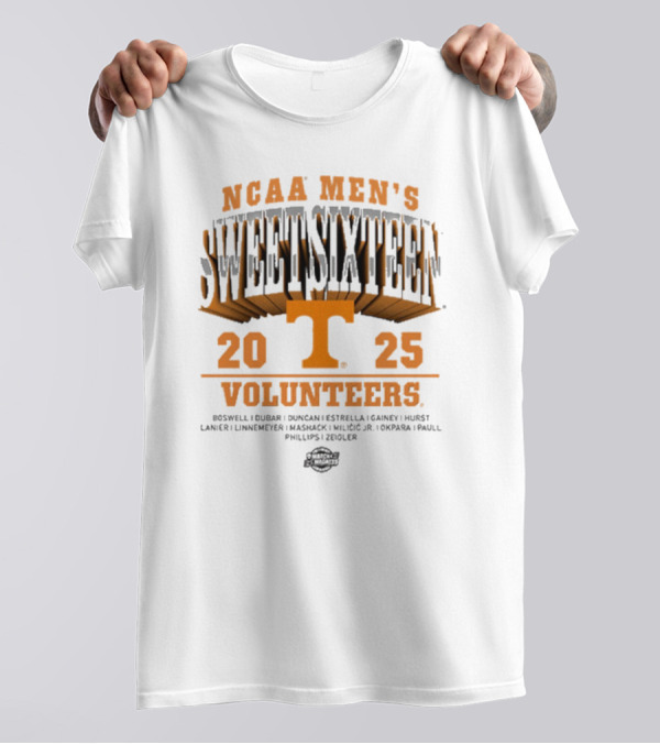 NCAA Men's Sweet Sixteen 2025 Tennessee Volunteers Estrella Boswell Dubar Lanier T-Shirt