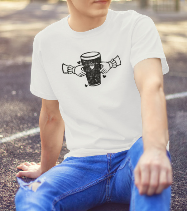 Claddagh Pint With Heart And Hands Embrace T-Shirt