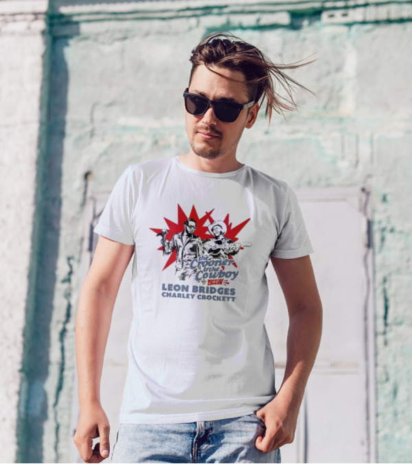 The Crooner And The Cowboy Live Leon Bridges Charley Crockett Silhouette Burst T-Shirt