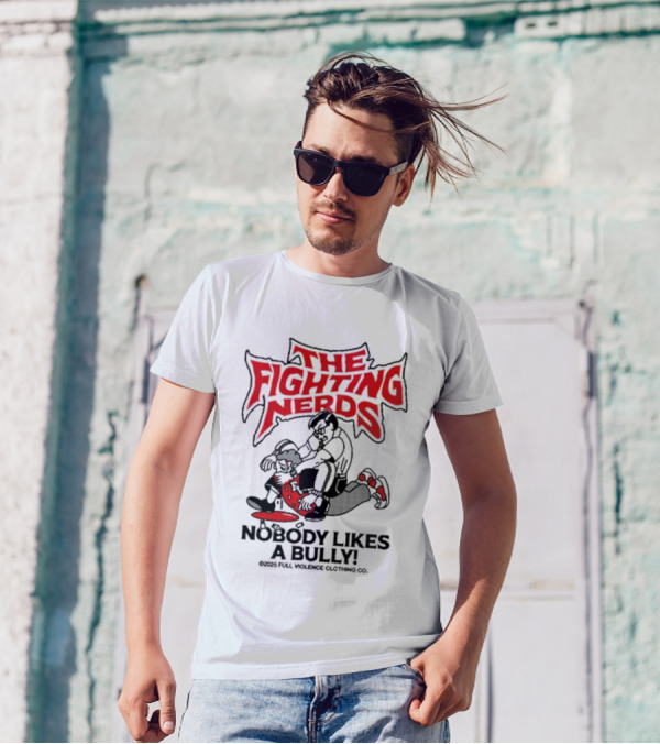 The Fighting Nerds Nobody Likes A Bully Cartoon Robot Battle T-Shirt