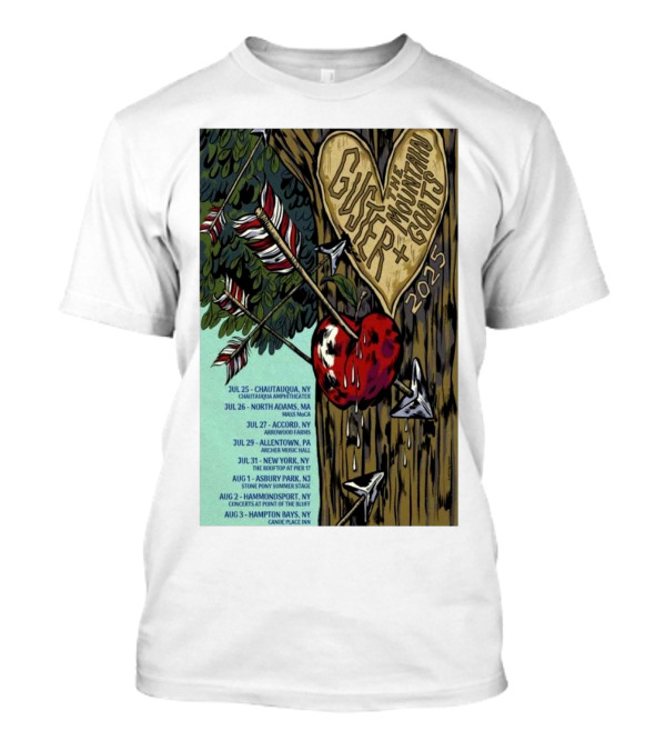 Guster The Mountain Goats Tour 2025 Dates Chautauqua Amphitheater Arrowood Farms Archer Music Hall T-Shirt