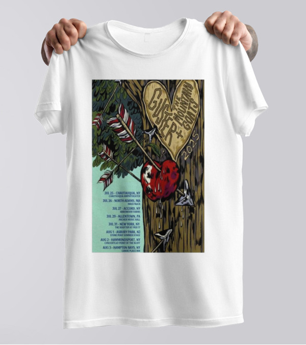 Guster The Mountain Goats Tour 2025 Dates Chautauqua Amphitheater Arrowood Farms Archer Music Hall T-Shirt