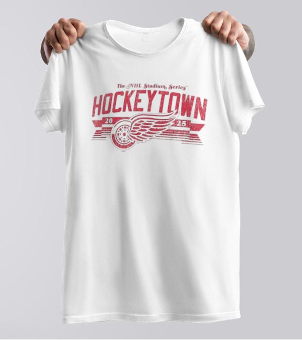 The NHL Stadium Series Hockeytown 2025 Winged Wheel T-Shirt
