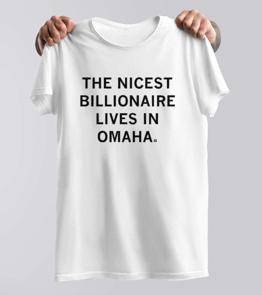 The Nicest Billionaire Lives In Omaha Retro Style Text With Glasses Icon T-Shirt