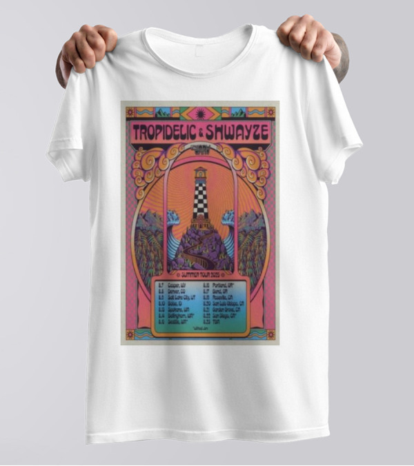 Tropidelic & Shwayze Summer Tour 2025 Lighthouse Psychedelic Concert Dates T-Shirt