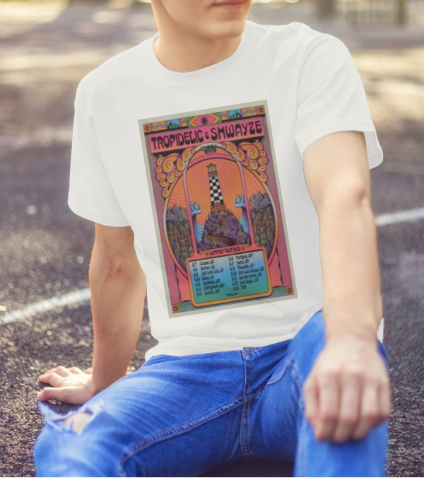 Tropidelic & Shwayze Summer Tour 2025 Lighthouse Psychedelic Concert Dates T-Shirt