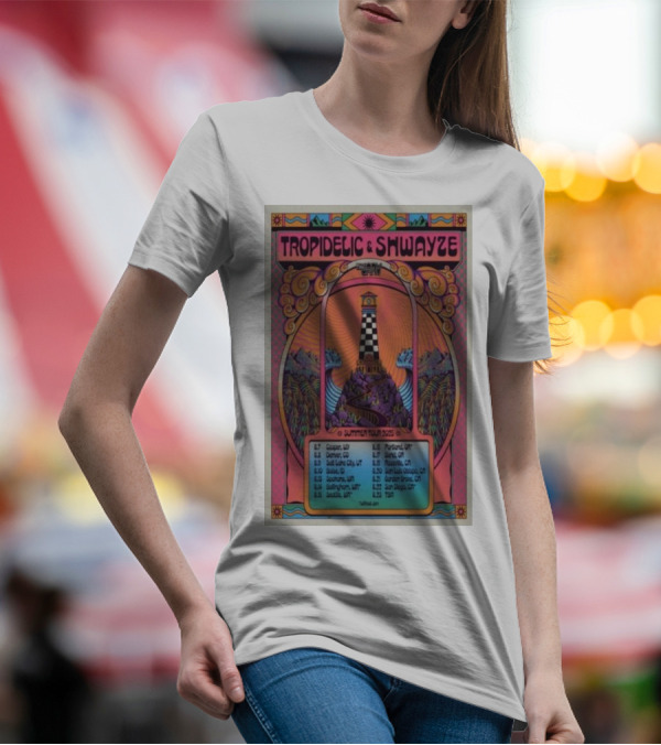 Tropidelic & Shwayze Summer Tour 2025 Lighthouse Psychedelic Concert Dates T-Shirt