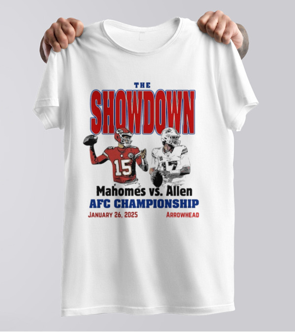 The Showdown Allen Vs Mahomes Rivalry AFC Championship January 26 2025 Arrowhead T-Shirt
