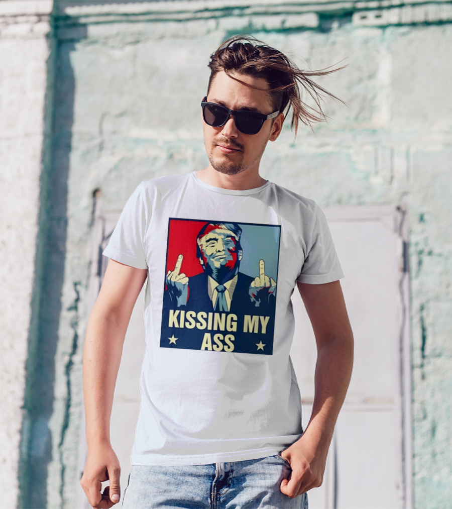 Trump Middle Fingers Red Blue Kissing My Ass T-Shirt
