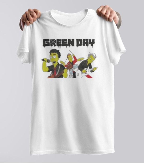 The Simpsons Band Members Playing Instruments Green Day Style T-Shirt