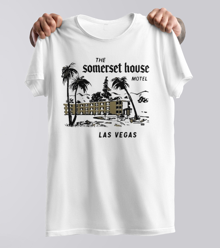 The Somerset House Motel Vintage Las Vegas Retro Style Building Outline T-Shirt