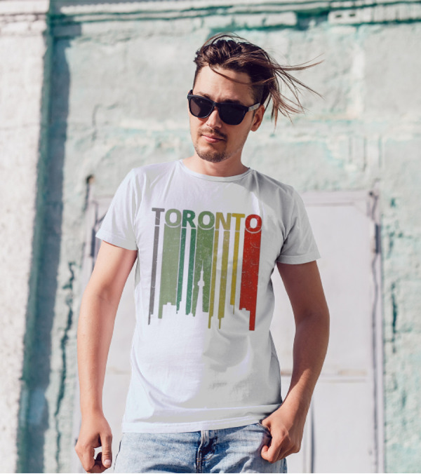 Retro Toronto Skyline Colorful Vertical Lines T-Shirt